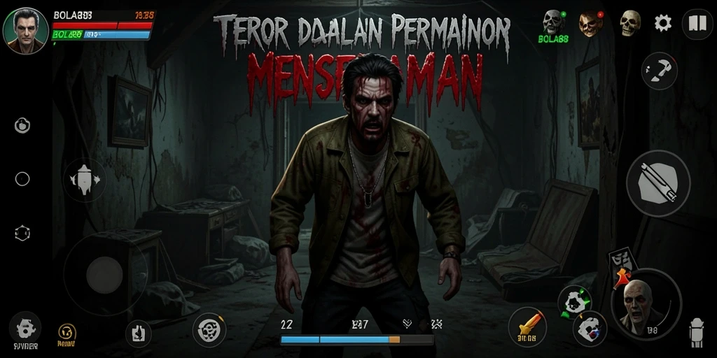 Tangkapan layar gameplay BOLA88 dengan suasana Horror yang mencekam.