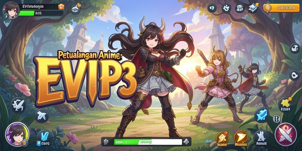 Tangkapan layar utama EVIP3 dengan kualitas grafis Anime yang luar biasa.