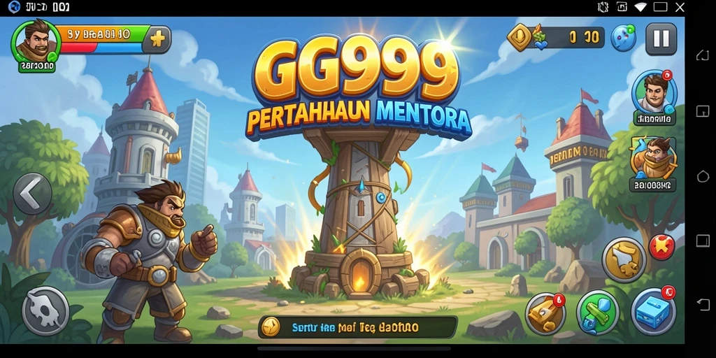 Tangkapan layar gameplay menampilkan aksi menara yang mendebarkan di GG999.