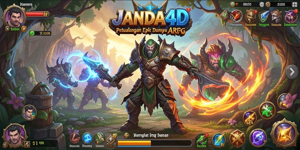 Screenshot gameplay JANDA4D yang menunjukkan aksi pertarungan dalam game ARPG.