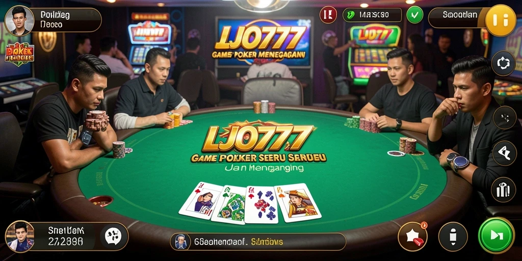 Screenshot gameplay LJO777 dengan aksi Poker yang intens.