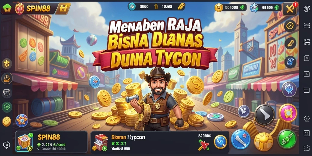 Tampilan utama gameplay SPIN88 dengan elemen strategi Tycoon.