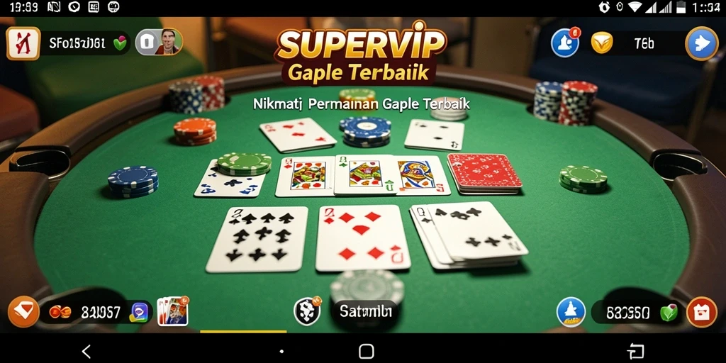 Tampilan gameplay menarik dari SUPERVIP yang membuat bermain Gaple semakin seru.